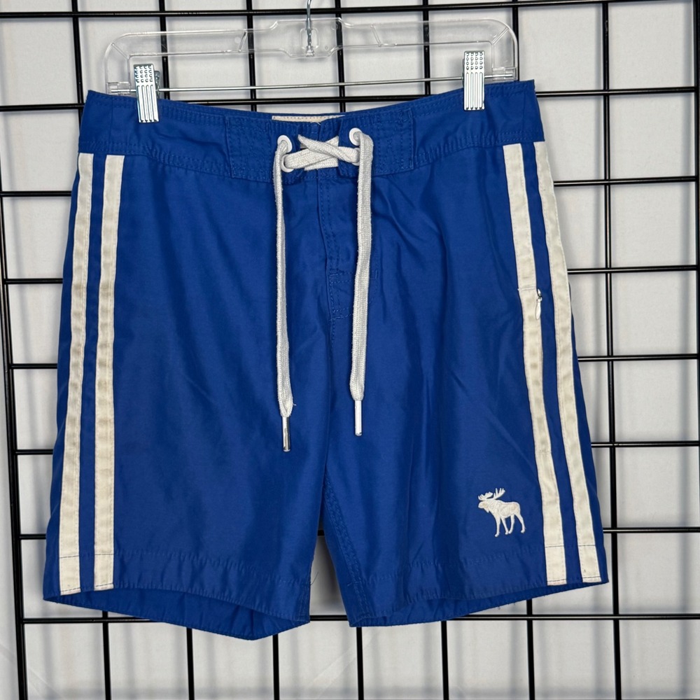 Abercrombie & Fitch Swim Trunks Mens Small Blue White Striped Board Shorts Y2K